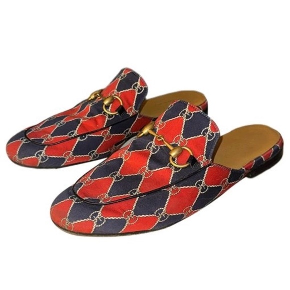 Gucci Red and Blue Loafers - Picture 1 of 5